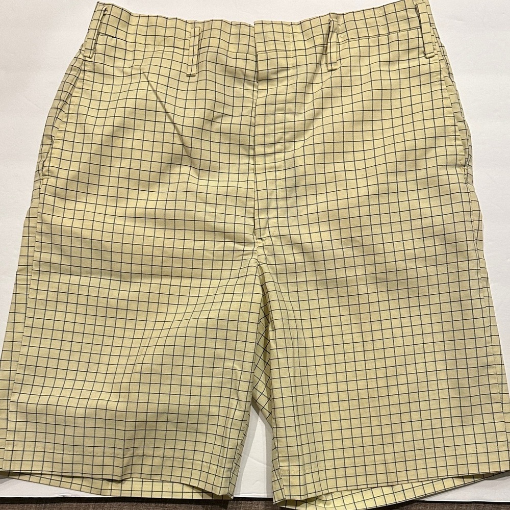 Vintage yellow/blue Checkered windowpane trouser Bermuda Shorts 28” - Picture 2 of 8